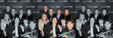 DesignInc Sydney team pose with awards at the Australian Institute of Architects NSW Awards Ceremony.